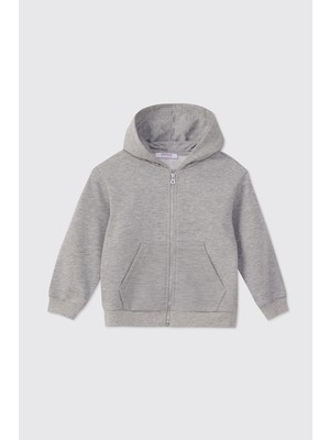 Panço Erkek Bebek Fermuarlı Gri-Melanj Sweatshirt