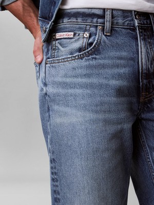 Calvin Klein Erkek Mavi Calvin Klein 90S Straıght Andrew, We9 Mavi Erkek Kot Pantolon