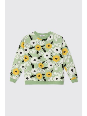 Panço Kız Çocuk Yeşil Sweatshirt