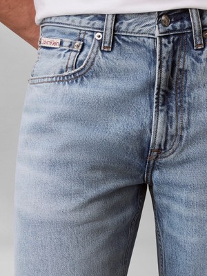 Calvin Klein Erkek Mavi Calvin Klein 90S Straıght Retro L, X3B Mavi Erkek Kot Pantolon