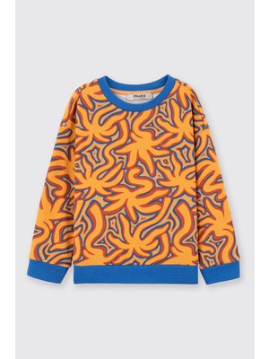 Panço Erkek Bebek Baskılı Bisiklet Somon Sweatshirt