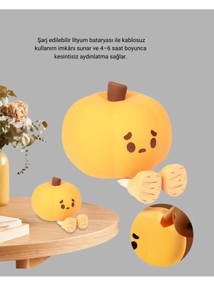 TeknoKapsül Şarjlı Pumpkin LED Masa Lambası Zamanlayıcılı Dokunmatik