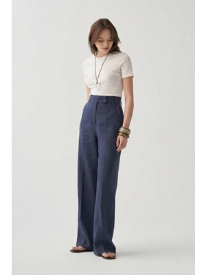 Allday  Indigo Keten Palazzo Pantolon