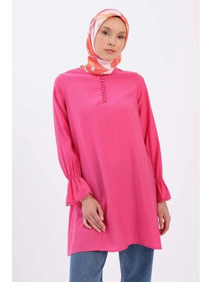 Allday  Pembe Fisto Detaylı Sık Düğmeli Tunik
