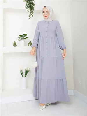 Exit Collection Kadın Ayrobin Şık ve Rahat Kesim Kumaş Boydan Tesettür Elbise