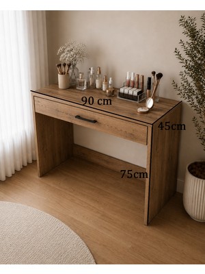 Nenu Nova Makyaj Masası Şifonyer 90X45 cm Tek Çekmeceli Atlas Çam Çalışma Masası
