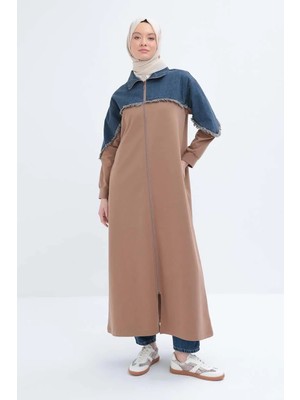 Allday  Vizon Denim Garnili Likralı Ferace