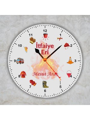 Çılgıntrend Itfaiye Temalı ve Isimli Ofis Duvar Saati - Itfaiyeciye Özel Hediye Metal Saat