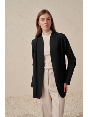 Allday  Siyah Kol Büzgü Detaylı Blazer Ceket