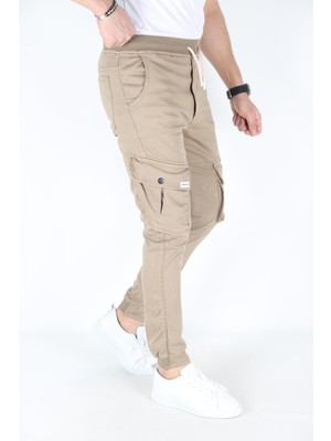 Blayn Jeans Erkek Nohut Kargo Cepli Paça Bel Lastikli Likralı Kargo Cep Pantolon