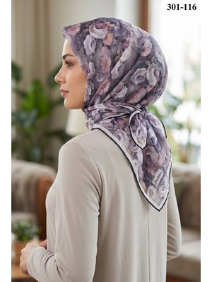 Sharell Gül Desenli Soft Pamuk Eşarp 301-116