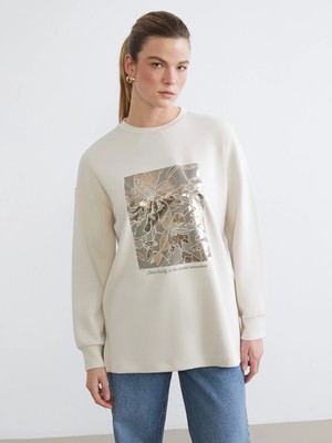 Lc Waikiki Yeni Sezon Bisiklet Yaka Oversize Kadın Sweatshirt Tunik