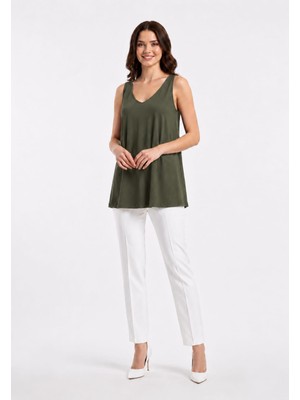 SSO A Kesim V Yaka Askılı Kolsuz Basic T-Shirt