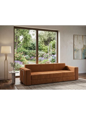 Nestime 236X80 cm Yatak Olabilen Sünger Kanepe | Fitilli Kadife Kumaş, 22 Dns Orijinal Sünger, 5 Metal Destekli