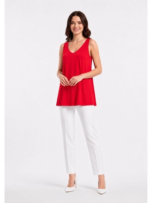 SSO A Kesim V Yaka Askılı Kolsuz Basic T-Shirt