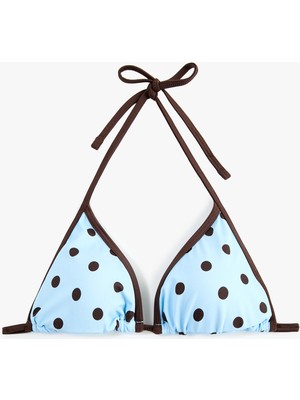 Koton Kontrast Detaylı Biyeli Puantiyeli Üçgen Bikini Üstü