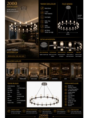 80 cm Modern LED Halka Avize | Platin Kaplama | 180W | 3200K Gün Işığı