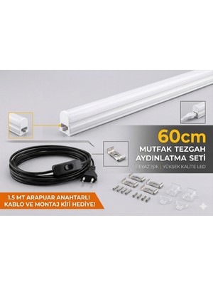 Econa 60 cm Mutfak Tezgah Aydınlatması Anahtarlı Kablolu Set,led Ince Lineer Aydınlatma