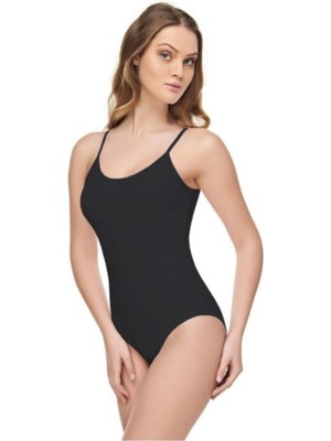 Tutku Elit E Kadın Siyah Elastan Pamuklu Likralı Geniş Askılı Body Xl-Siyah-Xl