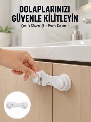 Mossem 4 Adet Bebek Güvenlik Dolap Kilidi Çift Taraflı Bantlı Kolay Montajlı Emniyet Seti Yeni Nesil