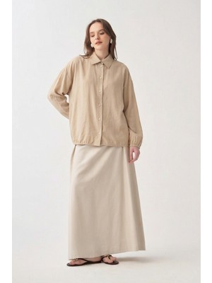 Allday  Bej Düğmeli Oversize Ceket