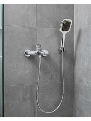 Mossem Siyah Duş Seti El Duşu Başlığı Spiral Hortum Dayanıklı Banyo Duş Aksesuarı