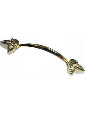 Mossem Dekoratif Zamak Yaprak Kulp - 96MM, Sarı, 1 Adet