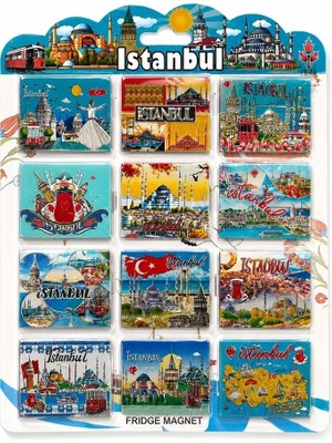 Mossem Istanbul Temalı Silikon Buzdolapı Süsü Magnet 12'li Set ALK5806