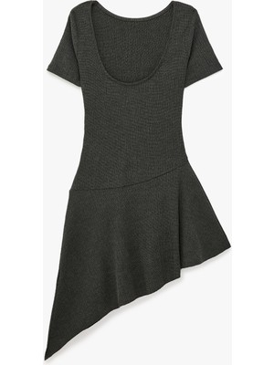 Koton Slim Fit U Yaka Asimetrik Elbise
