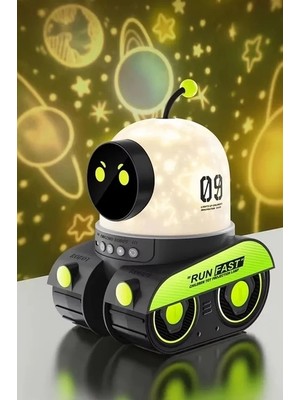 Mossem Robot Projeksiyon Gece Lambası Hoparlörlü Şarjlı Yıldızlı Gökyüzü Temalı LED Projeksiyon Lambası