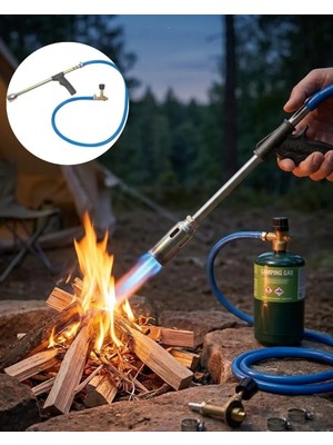 Mossem Gazlı Pürmüz Alev Tabancası Hortumlu Profesyonel Lpg Yakıcı Mangal Kamp ve Atölye Kullanımı