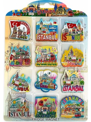 Mossem Istanbul Temalı Silikon Buzdolapı Süsü Magnet 12'li Set ALK5814