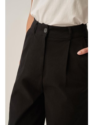 Prem  Siyah Gabardin Palazzo Pantolon