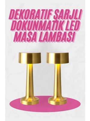 GIGA Altın Rengi Masa ve Gece Lambası Dokunmatik Şarjlı Masa Lambası