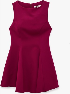 Koton Slim Fit Bisiklet Yaka Kolsuz Mini Kloş Elbise