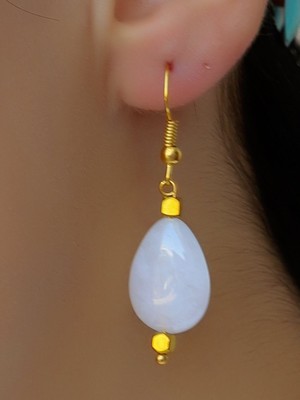 Esha Store Doğal Taş Pembe Kuavrs Doğal Taşlı Kadın Sallantılı Küpe EUKU2PK2