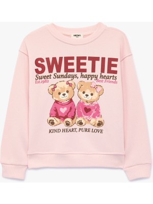 Koton Baskılı Uzun Kollu Bisiklet Yaka Sweatshirt