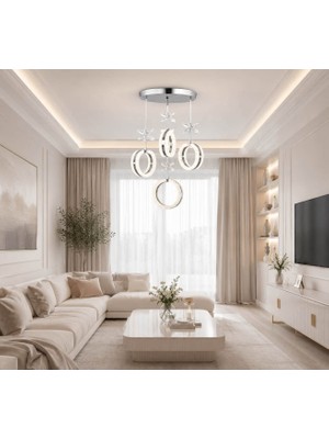 Osc Home Aydınlatma Tasarım Modern Kumandalı LED Avize 3 Ayrı Işık