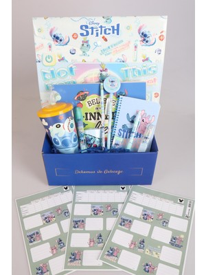 Stitch Dekomus Ile Özel Kutulu Gıft Box Lisanslı Stıtch "galaxy Pop" 13 Parça Kırtasiye Seti Resim Defteri,kalem,silgi