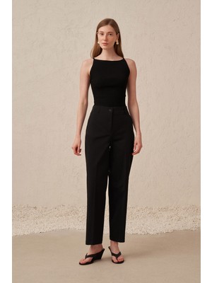 Allday  Siyah Boru Paça Pamuk Lycra Pantolon