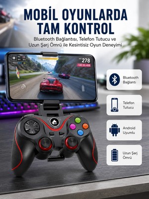 My Best Store Kablosuz Oyun Kolu Bluetooth Joystick Gamepad Android Uyumlu