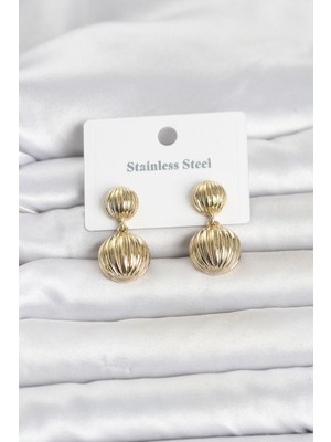 Bezos 316L Çelik Gold Renk Vintage Model Kadın Küpe