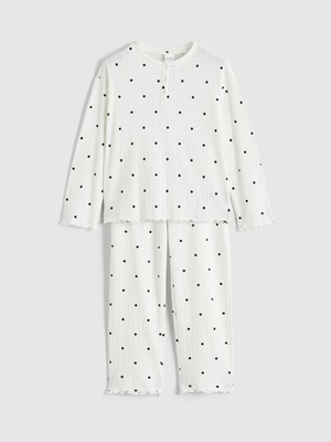 Lc Waikiki Yeni Sezon Bisiklet Yaka Puantiyeli Kız Çocuk Pijama Takımı