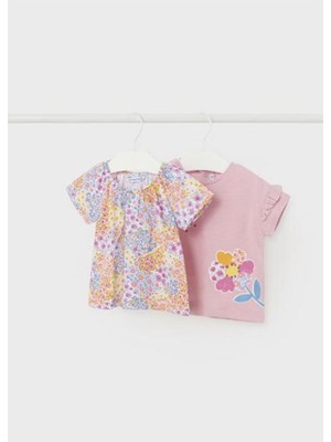 Kids House Mayoral Kız Bebek T-Shirt 2'li Kısa Kol 01008
