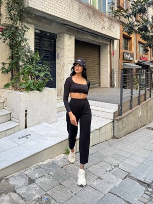 Nidam Butik Modayakamoz Kadın Krep Kumaş Balon Pantolon