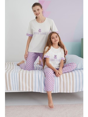 Siyah İnci Çok Renkli Pamuklu Örme Pijama Takım