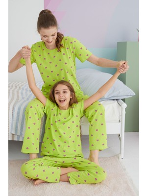 Siyah İnci Çok Renkli Pamuklu Örme Pijama Takım