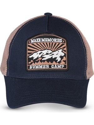 Civil Boys Summer Camp Nakış 6-9 Yaş Çocuk Erkek Kep Şapka - Lacivert