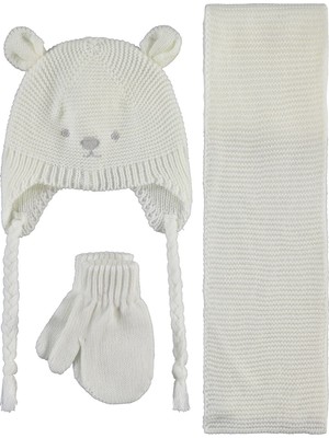 Civil Baby 6-18 Ay Atkı Bere Eldiven Set - Ekru
