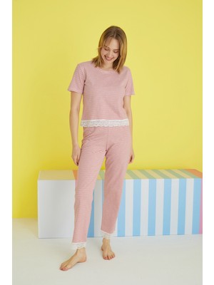 Siyah İnci Çok Renkli Örme Pijama Takım